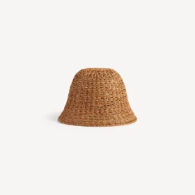 Cappello a secchiello da donna in rafia beige