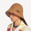 Cappello a secchiello da donna in rafia beige
