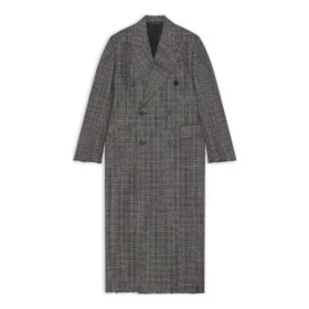 Cappotto a quadri doppiopetto “Black Grey” 704488TMU021070