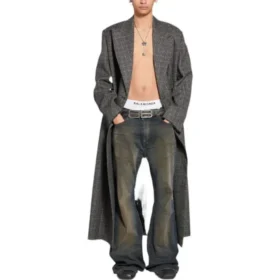 Cappotto a quadri doppiopetto “Black Grey” 704488TMU021070