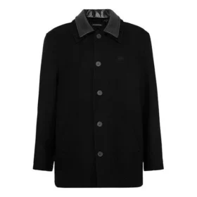 Cappotto in misto lana con doppio colletto “Nero” 626314TIU071000