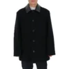 Cappotto in misto lana con doppio colletto “Nero” 626314TIU071000