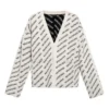 Cardigan con logo su tutta la superficie “Chalky White Black” 736248T32339054