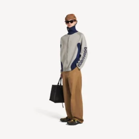 Cardigan da uomo in maglia con zip, colore grigio/blu navy Cardigan da uomo in maglia con zip, colore grigio/blu navy