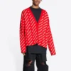 Cardigan Mini Allover Logo “Red White” 699822T32336090