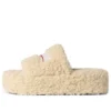 Ciabatte con zeppa e pelliccia “Beige” 762826W2DO19796