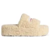 Ciabatte con zeppa e pelliccia “Beige” 762826W2DO19796