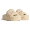 Ciabatte con zeppa e pelliccia “Beige” 762826W2DO19796
