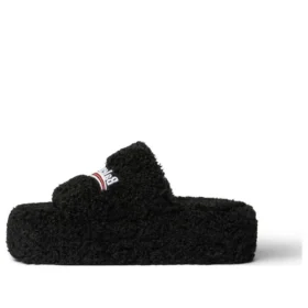 Ciabatte con zeppa in pelliccia “Black” 762826W2DO11096