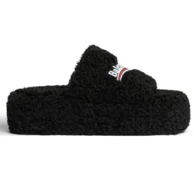 Ciabatte con zeppa in pelliccia “Black” 762826W2DO11096