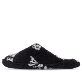 Ciabatte in pelliccia “Allover Logo – Nero” 699675W2B411090