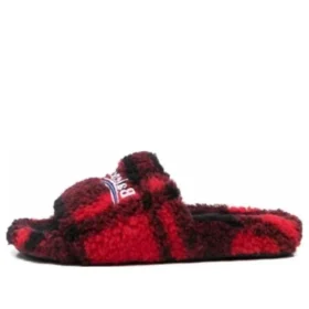 Ciabatte in pelliccia sintetica “Fake Fur Red Black” 654261W2F21