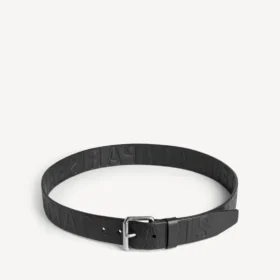 Cintura da uomo con logo in rilievo, colore nero