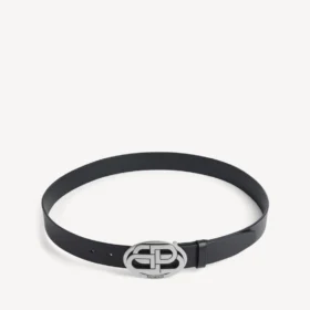 Cintura ovale BB da uomo in nero