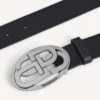 Cintura ovale BB da uomo in nero Cintura ovale BB da uomo in nero