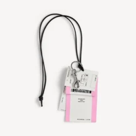 Ciondolo/portachiavi da uomo a forma di biglietto del treno nei colori bianco/nero/rosa
