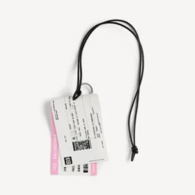Ciondolo/portachiavi da uomo a forma di biglietto del treno nei colori bianco/nero/rosa