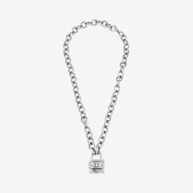 Collana con lucchetto in argento/argento anticato