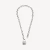 Collana con lucchetto in argento/argento anticato