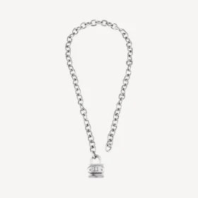 Collana con lucchetto in argento/argento anticato