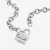 Collana con lucchetto in argento/argento anticato