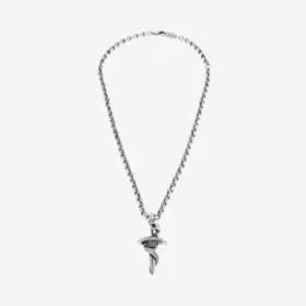 Collana con serpente in stile gotico in argento anticato