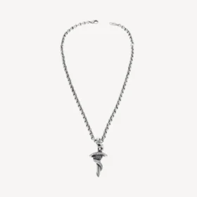 Collana con serpente in stile gotico in argento anticato