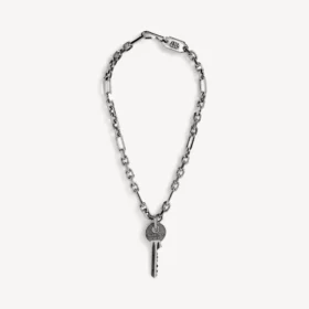 Collana sottile da uomo Neverlost in argento anticato