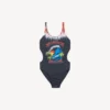 Costume da bagno da donna con stampa tie-dye estrema, colore nero