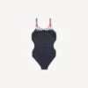 Costume da bagno da donna con stampa tie-dye estrema, colore nero