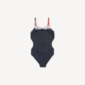 Costume da bagno da donna con stampa tie-dye estrema, colore nero