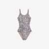 Costume da bagno da donna in stampa pitone, colore beige