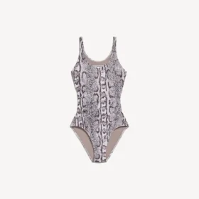 Costume da bagno da donna in stampa pitone, colore beige