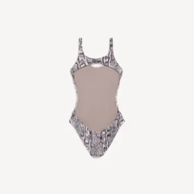 Costume da bagno da donna in stampa pitone, colore beige