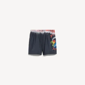 Costume da bagno da uomo con stampa tie-dye estrema, colore nero