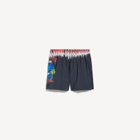 Costume da bagno da uomo con stampa tie-dye estrema, colore nero
