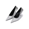 Décolleté con tacco a coltello quadrato goffrato “Silver” 572879WBB208100