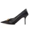 Décolleté in pelle effetto Crocs con tacco a lama quadrata BB “Black” 734238WBE711000