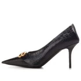 Décolleté in pelle effetto Crocs con tacco a lama quadrata BB “Black” 734238WBE711000
