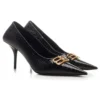 Décolleté in pelle effetto Crocs con tacco a lama quadrata BB “Black” 734238WBE711000