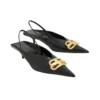 Decolleté con cinturino posteriore e tacco a spillo BB Square Knife “Black” 691740WAWNC1088