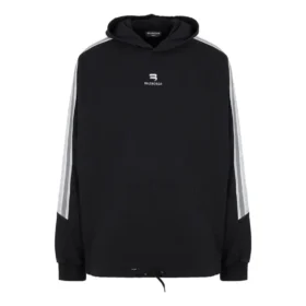Felpa con cappuccio a maniche a righe Sporty B, oversize “Black White” 704023TMVG23869 Felpa con cappuccio a maniche a righe Sporty B, oversize “Black White” 704023TMVG23869