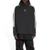 Felpa con cappuccio a maniche a righe Sporty B, oversize “Black White” 704023TMVG23869
