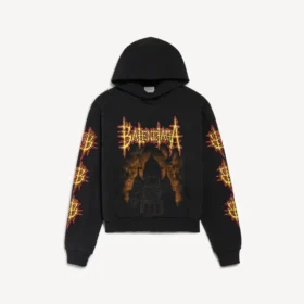 Felpa con cappuccio Balenciaga Sacra Cœur da donna, vestibilità media, in nero
