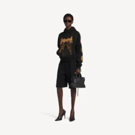 Felpa con cappuccio Balenciaga Sacra Cœur da donna, vestibilità media, in nero