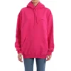Felpa con cappuccio classica con logo, minimalista, tinta unita, rosa 570798THV775630