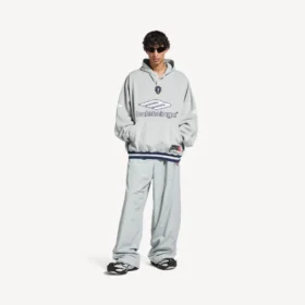 Felpa con cappuccio da calcio 3b da uomo in grigio/bianco