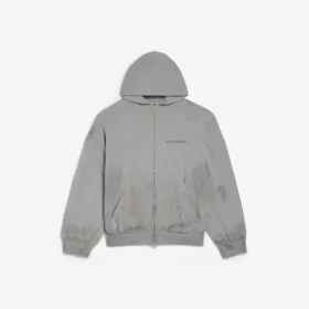 Felpa con cappuccio da uomo Balenciaga con zip, vestibilità regolare, in grigio Balenciaga