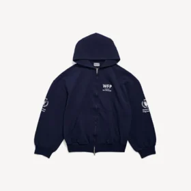 Felpa con cappuccio da uomo WFP con zip, vestibilità regolare, colore blu navy Felpa con cappuccio da uomo WFP con zip, vestibilità regolare, colore blu navy