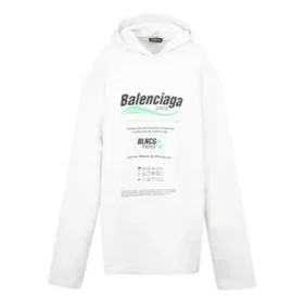Felpa con cappuccio dal taglio squadrato “White” 661711TKVF99085 Felpa con cappuccio dal taglio squadrato “White” 661711TKVF99085